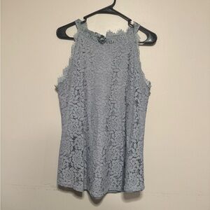 Elegant Lace Sleeveless Top - Blue Gray